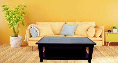 ETWARI Walnut coloured center table for your home needs Glass Coffee Table