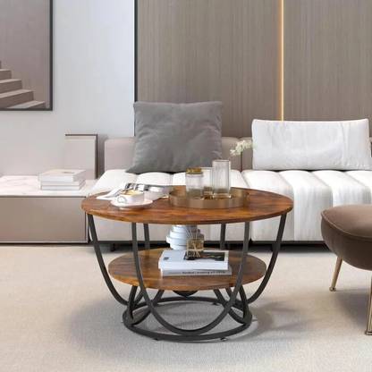 Dbru Mart Marble sticker Laminated 2 Teir Coffee Table, Center Table Engineered Wood Coffee Table