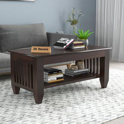 JHDECOR JH DECORE solid sheehsam wood coffee/tea table for living room in Walnut Finish Solid Wood Coffee Table