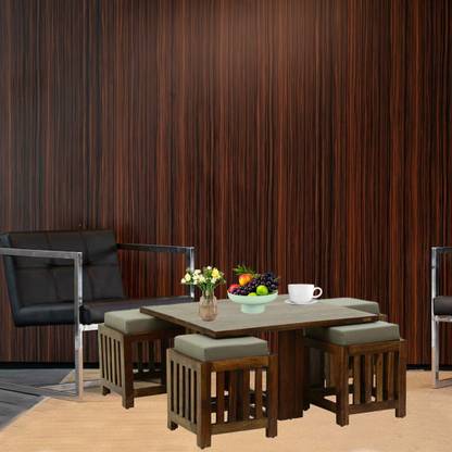 Allwood Coffee Table Set with 2 Stools Solid Wood Coffee Table