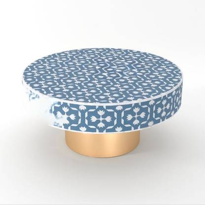 JODHA Floral Bone Inlay Circle Shape Solid Wood Coffee Table
