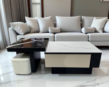 THE ATTIC The Attic Louis Coffee Table Set with 2 stools, solid wood coffee table Solid Wood Coffee Table