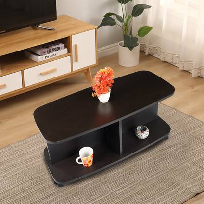 KAWACHI Woodit Movable Centre Tea Table for Living Room Sofa Side Table With Wheels Engineered Wood Coffee Table