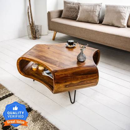 Douceur Furnitures Solid Wood Coffee Table With 3 Side-Space For Living Room/Hotel/Cafe. Solid Wood Coffee Table
