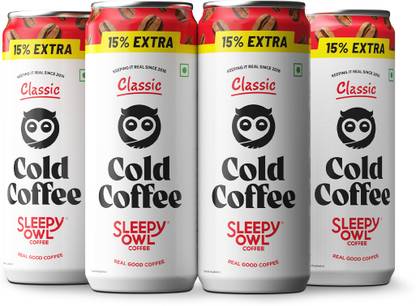 Sleepy Owl Classic Cold Coffee Can - Pack of 4 Instant Coffee