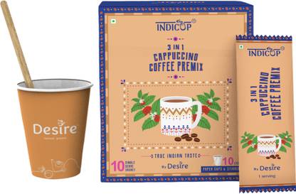 INDICUP 3 in 1 Cappuccino Premix Coffee Powder 10 Sachets X 14g Instant Coffee