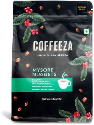 Coffeeza Mysore Nuggets Ground Coffee | Medium Grind | Premium Grade, Dark Roasted| Roast & Ground Coffee