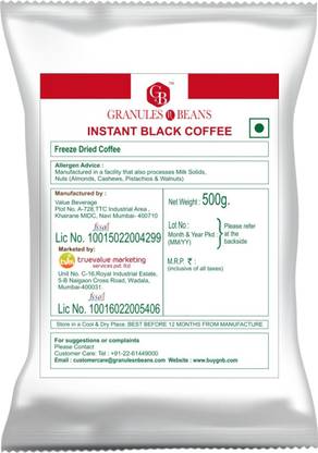 Granules and Beans Freeze Dried Instant Black Coffee - 500gms | 100% Pure Coffee (No Chicory Mixed) Instant Coffee
