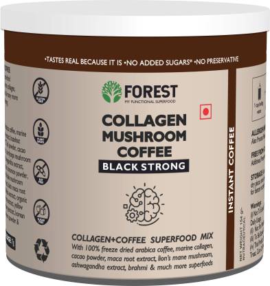 Forest Collagen Mushroom Coffee (Black Strong) support weight loss and focus, Instant Coffee