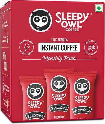 Sleepy Owl 30 Premium Sachets | 100% Arabica | Nutty & Bold | Easy to Carry Instant Coffee