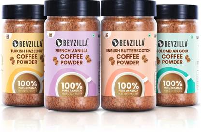 Bevzilla 75 Grams X 4 Flavoured Instant Coffee Powder |Strong Coffee Instant Coffee