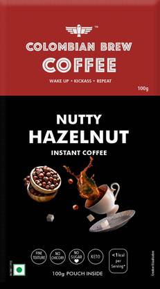 Colombian Brew No Sugar Vegan, Hazelnut Instant Coffee (100 g) Instant Coffee