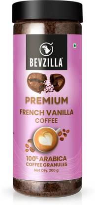 Bevzilla 200 Gram Vanilla Flavoured Instant Coffee Powder|Make 100 Cups|Hot & Cold Brews Instant Coffee