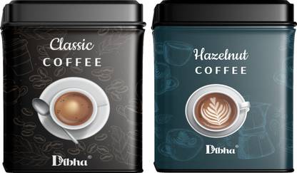 Dibha - Honest Snacking Premium Instant Coffee Powder With Classic & Hazelnut Flavour 100g Each Instant Coffee