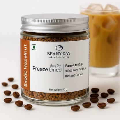 Beany Day Exotic Hazelnut Freeze Dried Coffee | 100% Pure Arabica, Strong & Smooth Instant Coffee