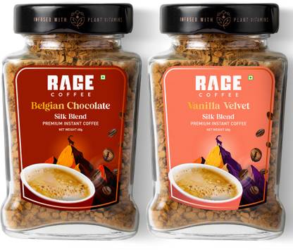 RAGE Silk Blend - Belgian Chocolate & Vanilla Velvet 50 Gms Each | Combo Pack of 2 Instant Coffee