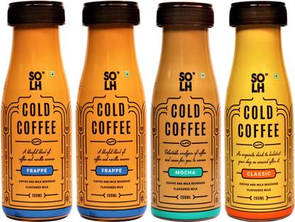 SOLH Assorted Cold Coffee | Pack of 4 Ready to Drink,Cold Coffee Bottle 200ml Instant Coffee