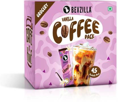 Bevzilla Instant Coffee Powder 45 Sachet Vanilla Flavored Instant Coffee Sachets Instant Coffee