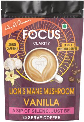 Way Of Pleasure 3-In-1 Lion's Mane Mushroom Vanilla Coffee Zero Caffeine Good For Brain Instant Coffee