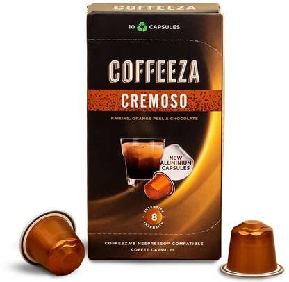 Coffeeza Cremoso Aluminium Coffee Capsules, Intensity – 8/10- Nespresso Compatible Pods Roast & Ground Coffee