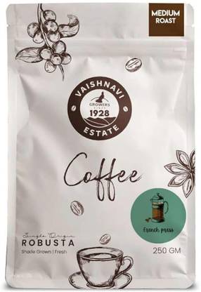 VaishnaviEstate Medium Roast Vegan Robusta Coffee Bean - French Press Coffee Beans