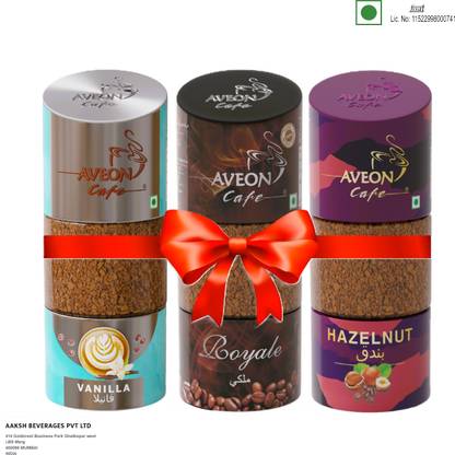 AVEON Cafe Vanilla, Royale & Hazelnut Flavoured Coffee Combo Pack Instant Coffee
