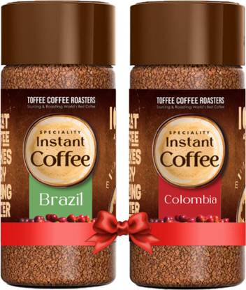 Toffee Coffee Roasters Colombia & Brazil Speciality Coffee | Buy 1 Get 1 | 100% Arabica | Pack of 2 | Instant Coffee