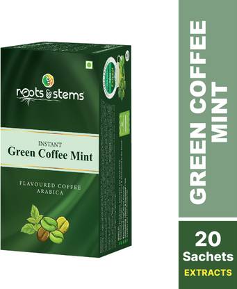 Roots & Stems Green Coffee Mint Extracts Premix| Instant Mix with Probiotic for Fat Loss Instant Coffee