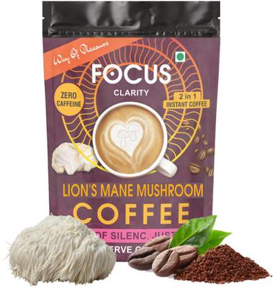 Way Of Pleasure Lion's Mane Mushroom Coffee Premix | Zero Caffeine| Improve Brain Health & Focus Instant Coffee