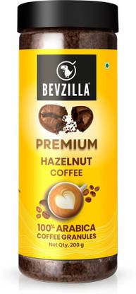 Bevzilla 200 Gram 100% Arabica Instant(Premium Hazelnut)| Make 100 Cups|Hot & Cold Coffee Instant Coffee