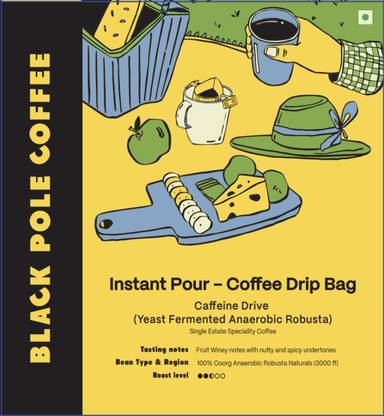 black pole coffee Caffeine Drive – Instant Drip Coffee Bags | Instant Brew | Travel-friendly Roast & Ground Coffee