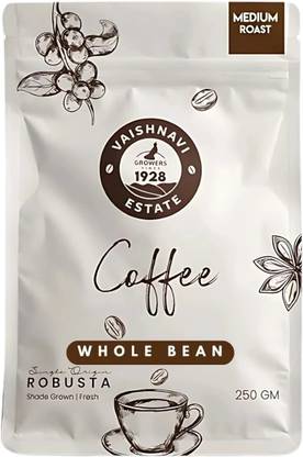 VaishnaviEstate Medium Roast Whole Bean Coffee Roast & Ground Coffee