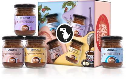 Bevzilla 50 Grams X 4 Flavoured Instant Coffee Powder Pack of 4|Premium Arabica Coffee Instant Coffee