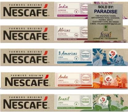 Nescafe Farmer Origins Coffee Pods Variety Pack India, Africas, Americas, Andes, Brazil Instant Coffee