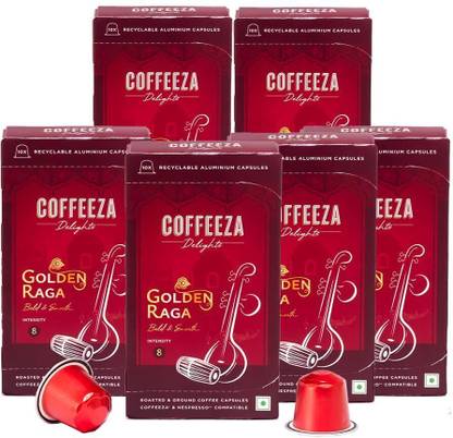 Coffeeza Delights Golden Raga Coffee Capsules (Budget-Friendly) Nespresso Compatible pods Roast & Ground Coffee