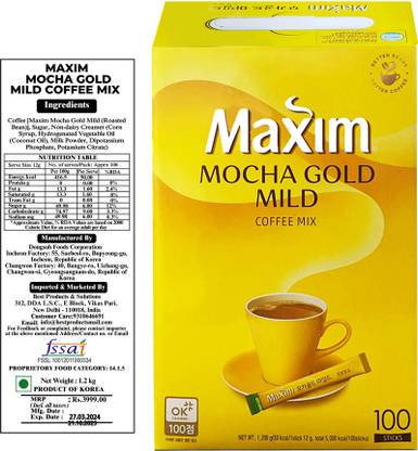 De Best Maxim Mocha Gold Mild Coffee Mix -100T, Ground, Packet Instant Coffee
