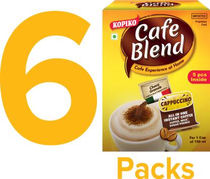 Kopiko Cafe Blend Cappuccino all in 1 Premix (Pack of 6) Instant Coffee