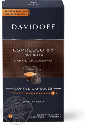 Davidoff Espresso 57 Ristretto Dark & Chocolatey Coffee Capsules 5.5 g X 10 Pods Instant Coffee