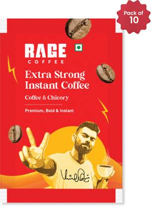 RAGE Extra Strong Premium Blend Coffee Sachets -Pack of 10 | Coffee & Chicory Instant Coffee