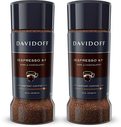 Davidoff Espresso 57 Intense, Instant Coffee,Ground, 100g (2 Pack), Glass Bottle Instant Coffee