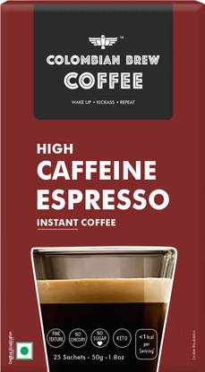 Colombian Brew High Caffeine Espresso Instant Coffee, Strong, 50g Instant Coffee