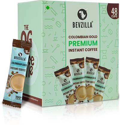 Bevzilla Instant Coffee Powder Box - 48 Sachet Colombian Gold Flavour,Arabica Coffee Instant Coffee