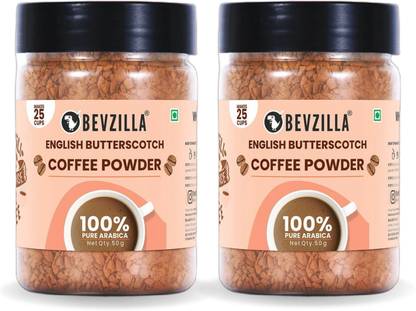 Bevzilla Instant Coffee Powder Pack of 2 - English Butterscotch 100 Gms, Strong Coffee Instant Coffee