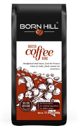BORN HILL Roasted Coffee Beans | Reasealable Pouch pack with Degassing Valve | Whole Coffee Beans