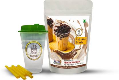 Twisty The Boba Station Bubble Tea Kit - Tapioca Pearls KIT | 1 Sipper Cup | 10 (12mm Straws) Coffee Paste