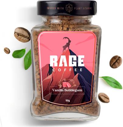 RAGE Coffee 50 Gms Vanilla Bubblegum Flavour - Premium Arabica Instant Coffee , Boldest, Smoothest, Tastiest, All Natural Coffee Instant Coffee Instant Coffee