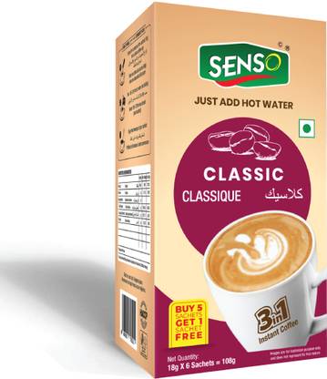Senso Instant Classic Coffee PremixPremix Readymade Mix pouch | ( 5+1 free) Unflavoured Instant Tea Pouch
