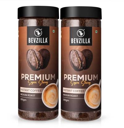 Bevzilla Pack of 2 Instant Premium Super Strong Coffee Powder Instant Coffee