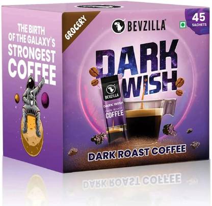 Bevzilla Instant Coffee Powder 45 Dark Wish (Black Roast) Instant Strong Coffee Sachets Instant Coffee