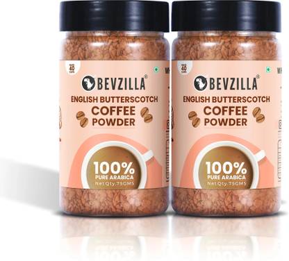 Bevzilla Pack of 2 English Butterscotch Coffee Powder Instant Coffee